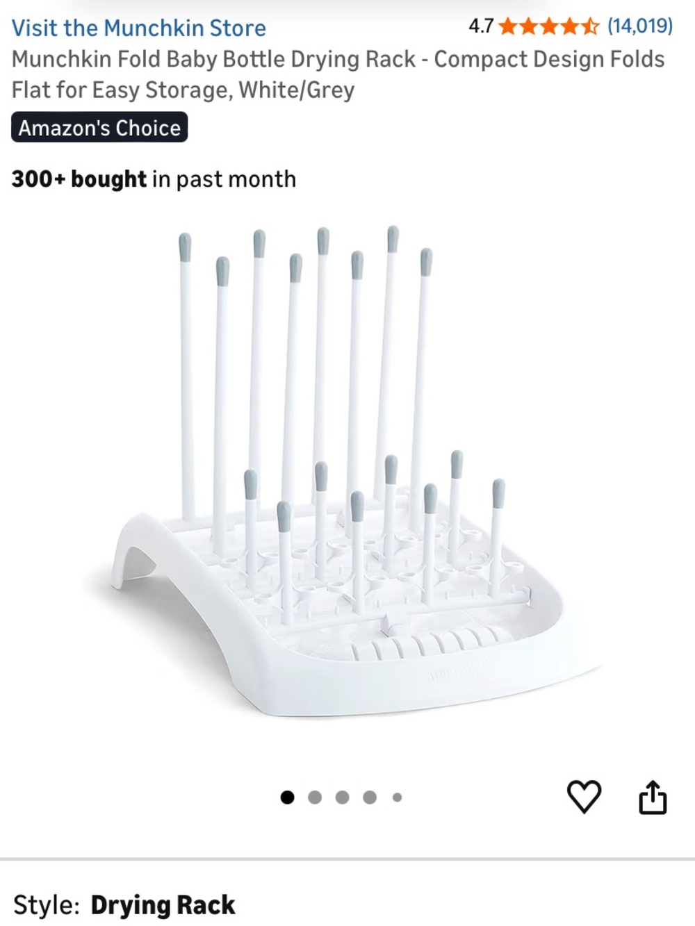 2/$22 Bundle - Munchkin White and Gray Fold Baby Bottle Drying Rack